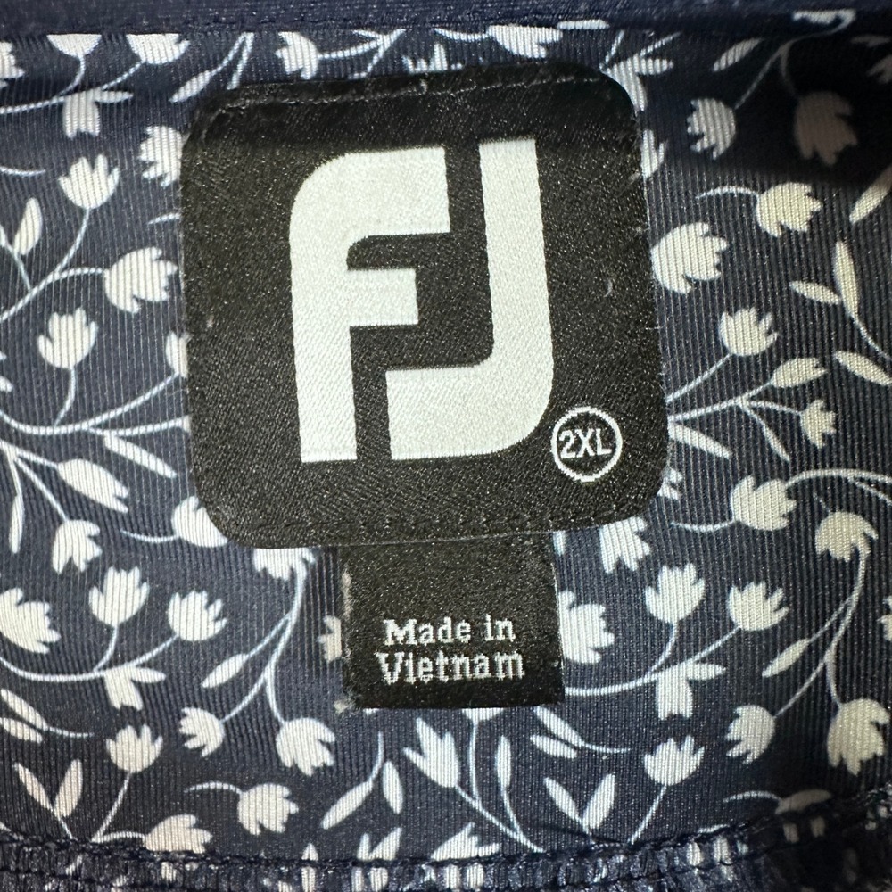 FootJoy Men's ProDry Golf Polo Shirt Size 2XL Navy Blue Floral Print - Picture 2 of 9